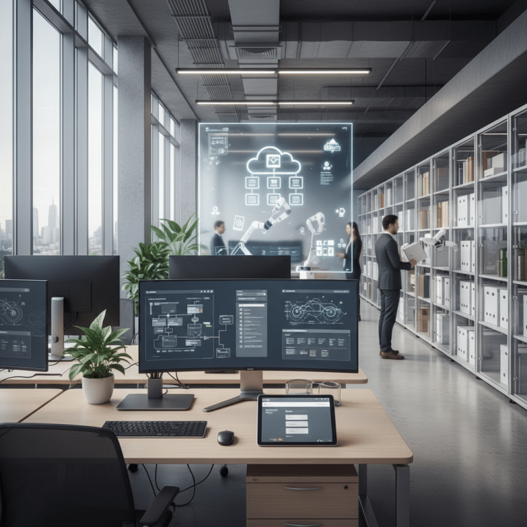 Modernes Büro mit Fokus auf Dokumentenmanagementsystemen Bild Bild