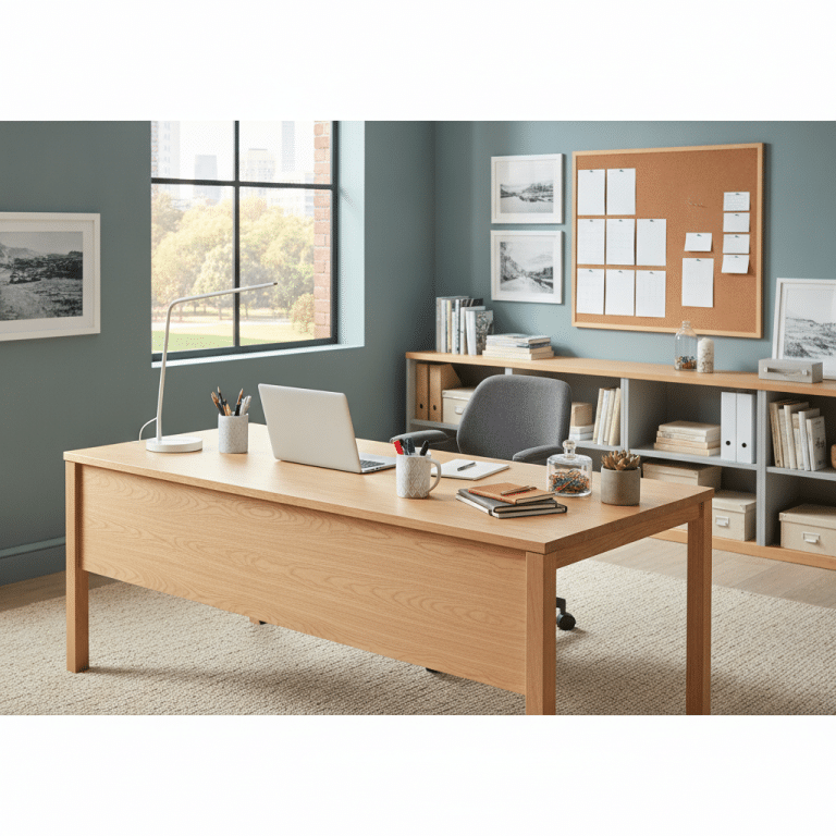 Ein ordentliches Büro mit vielen nützlichen Arbeitsmaterialien Bild