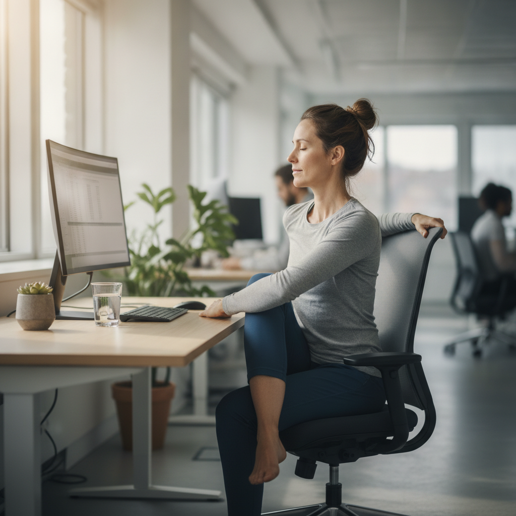 B&uuml;roarbeit mit Dehn&uuml;bungen f&uuml;r einen gesunden R&uuml;cken Bild